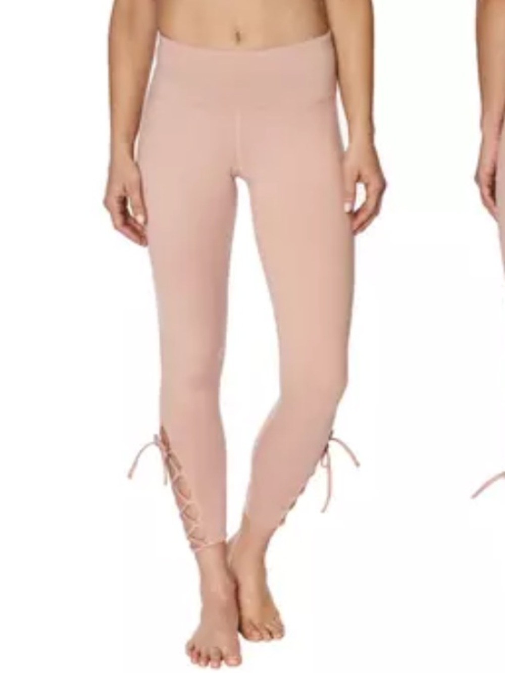 NEW Betsey Johnson Blush Pink Capri Leggings with Lace-Up Hem